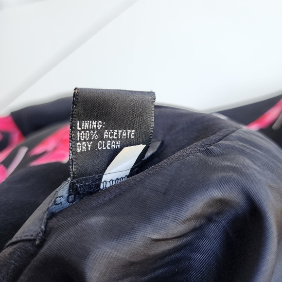 VTG Patrick Collection Ceuise Dress Womens Black Pink Floral 100% Pure Silk Sz 4 - Picture 10 of 15